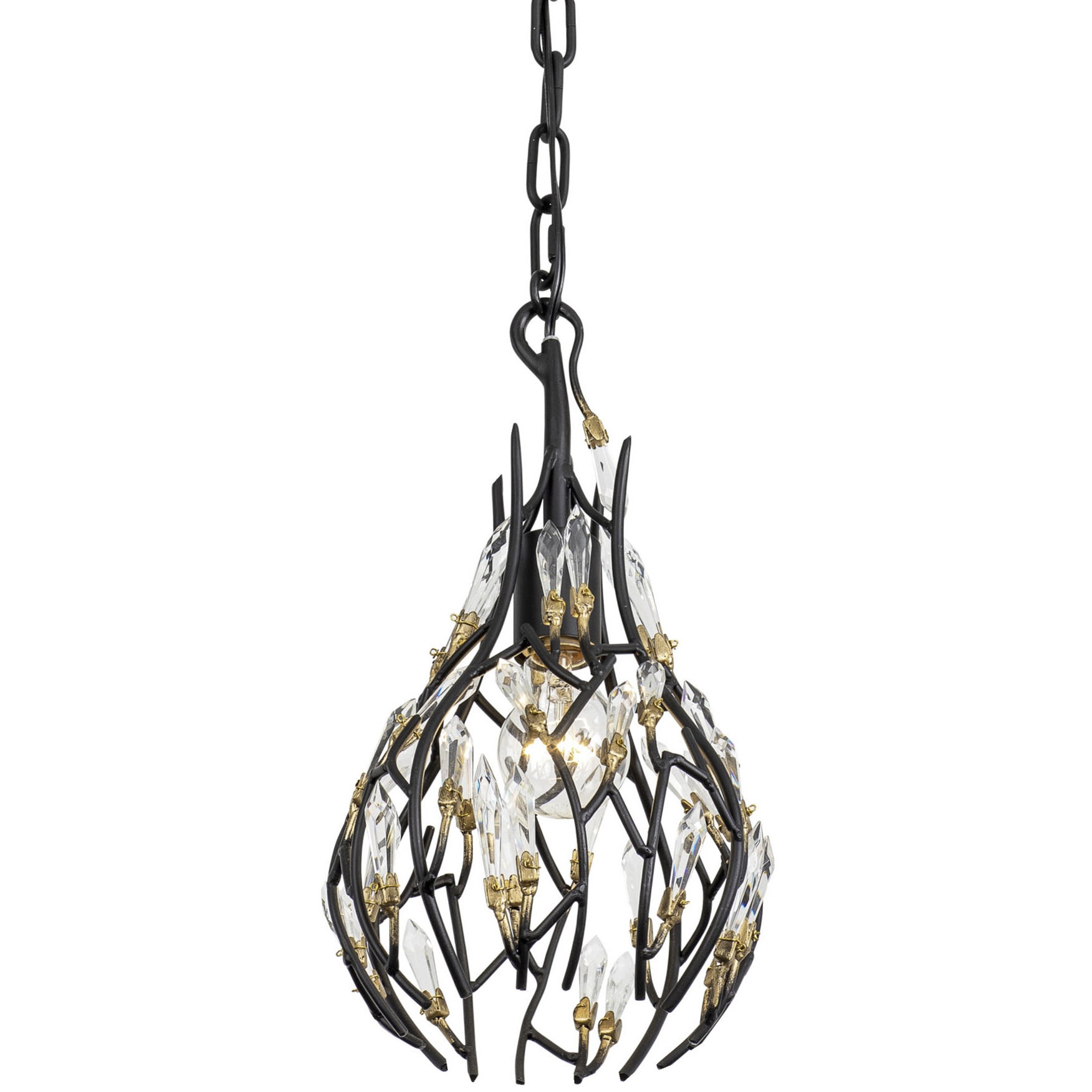 Bask 1 Light 8 inch Matte Black and French Gold Mini Pendant Ceiling Light in Matte Black/French Gold