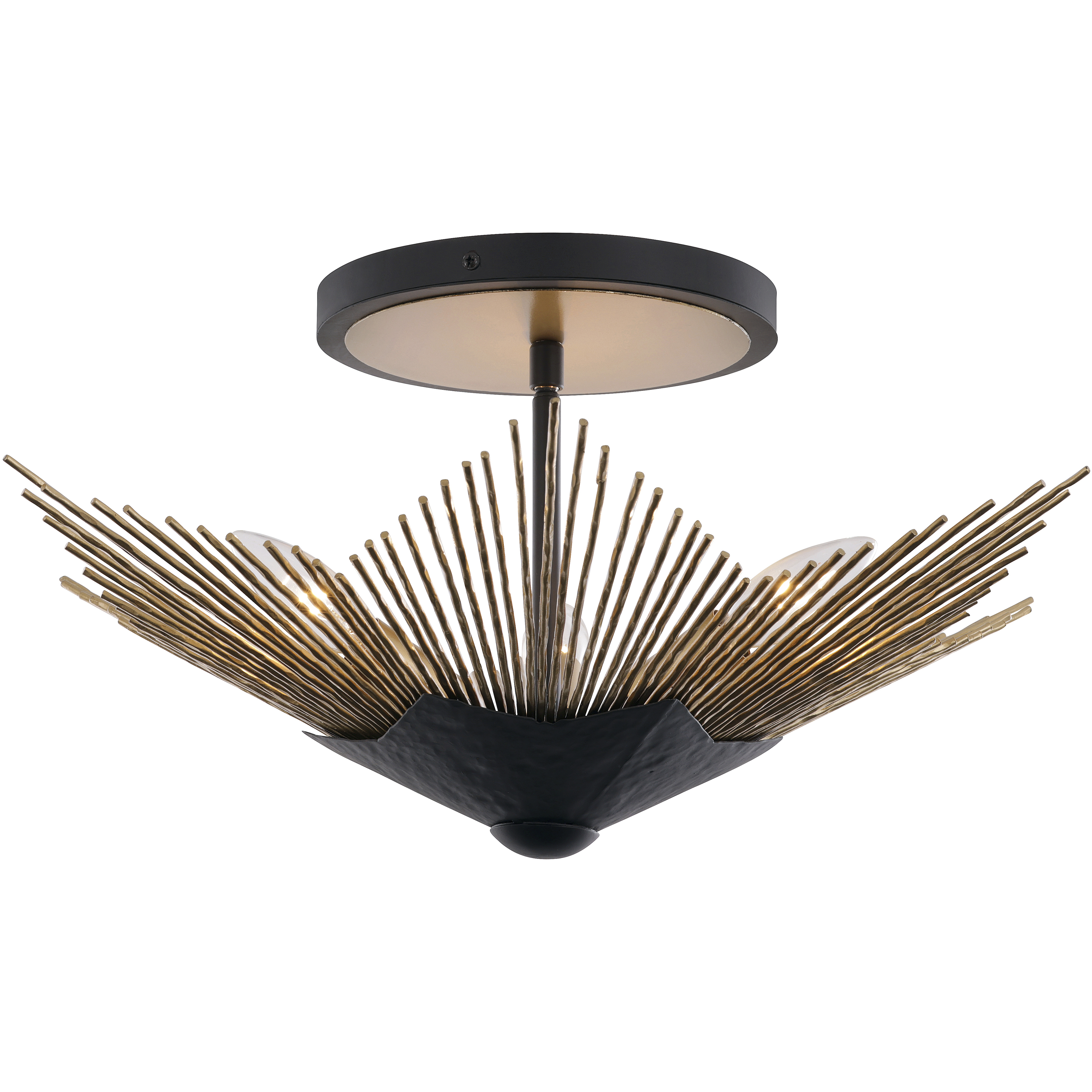 Aristocrat 4 Light 26 inch Dark Bronze and French Gold Semi Flush Mount Ceiling Light