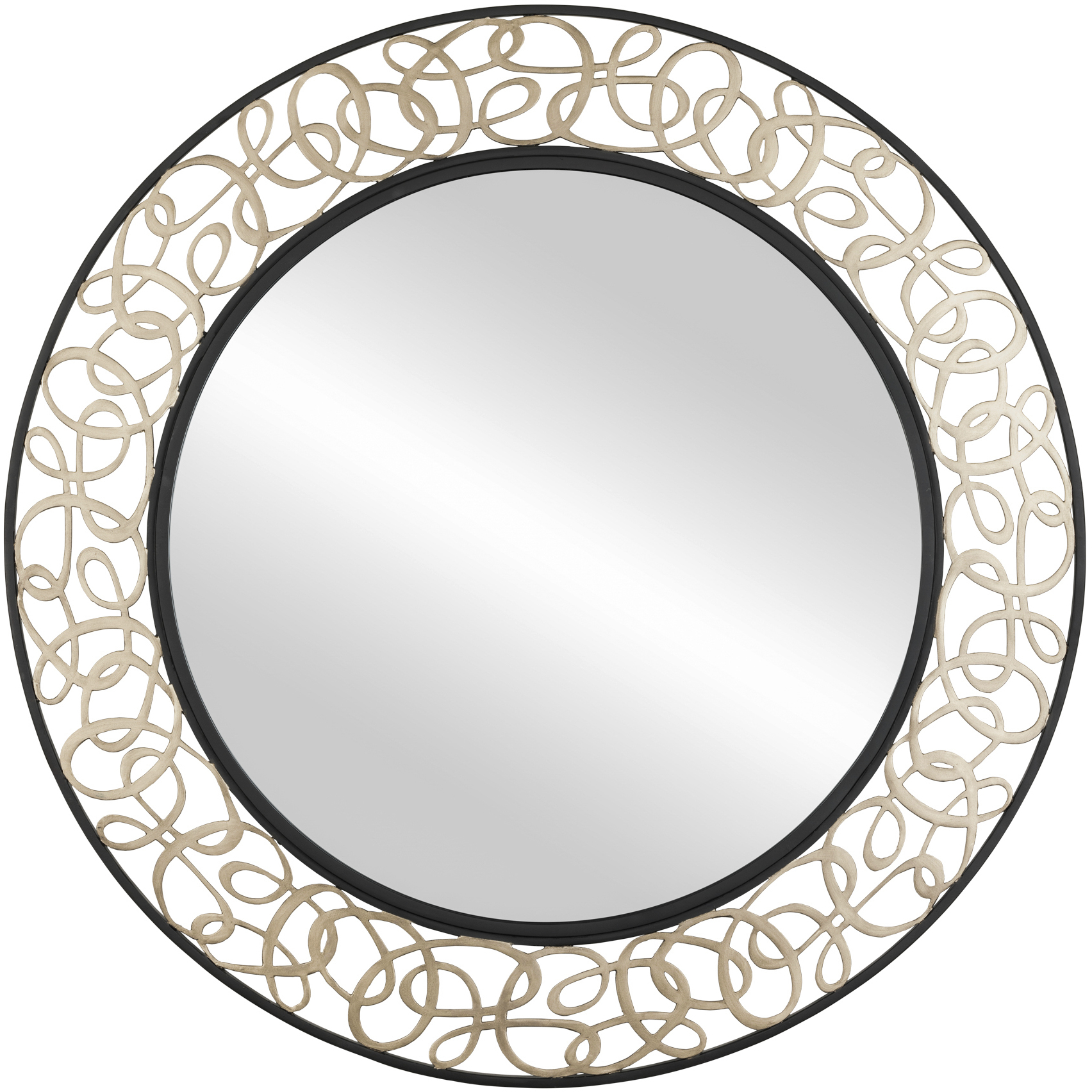 Scribble 33 X 33 inch Matte Black with Artifact Wall Mirror