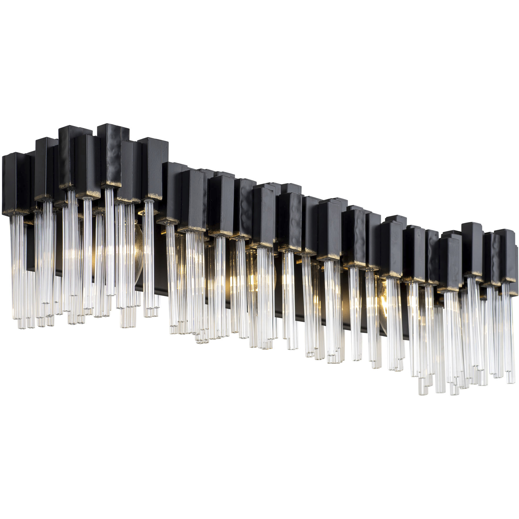 Matrix 3 Light 28 inch Matte Black and French Gold Bath Vanity Light Wall Light in Matte Black/French Gold