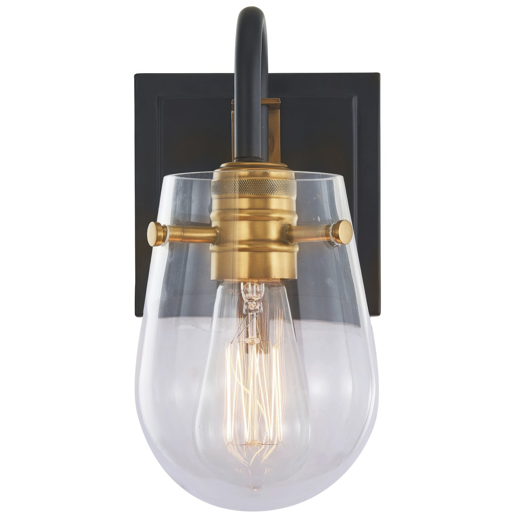Bromyard 1 Light 13.63 inch Matte Black and Vintage Brass Wall Sconce Wall Light, Luz Studio