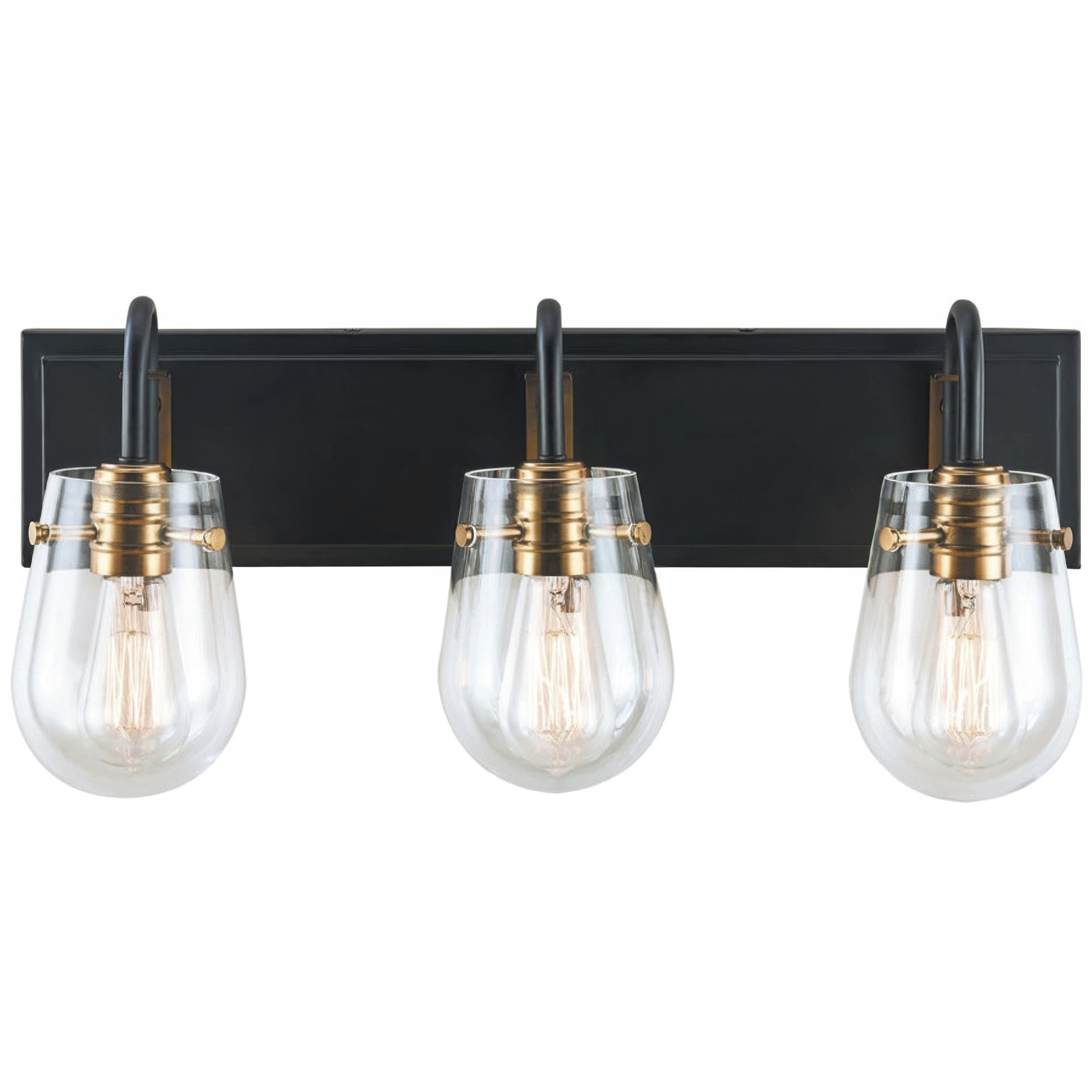 Bromyard 3 Light 25.8 inch Matte Black and Aged Brass Bath Vanity Wall Light, Luz Studio