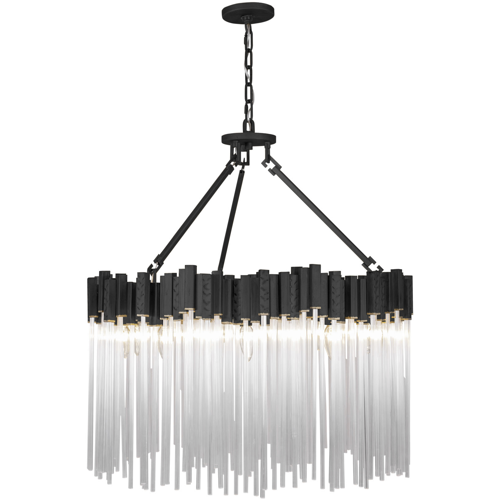 Matrix 10 Light 30 inch Matte Black and French Gold Chandelier Ceiling Light in Matte Black/French Gold