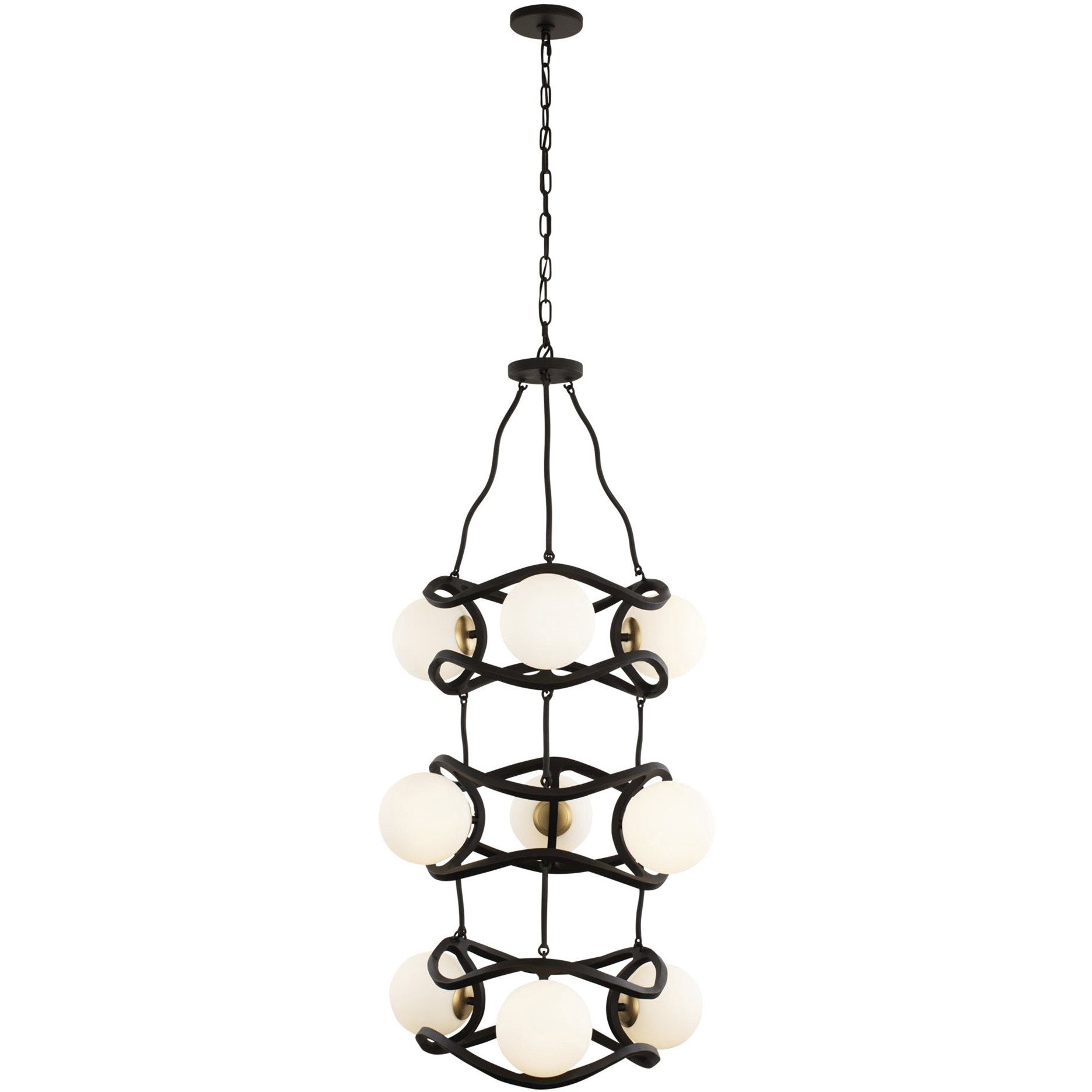 Black Betty 9 Light 24 inch Carbon and French Gold Pendant Ceiling Light
