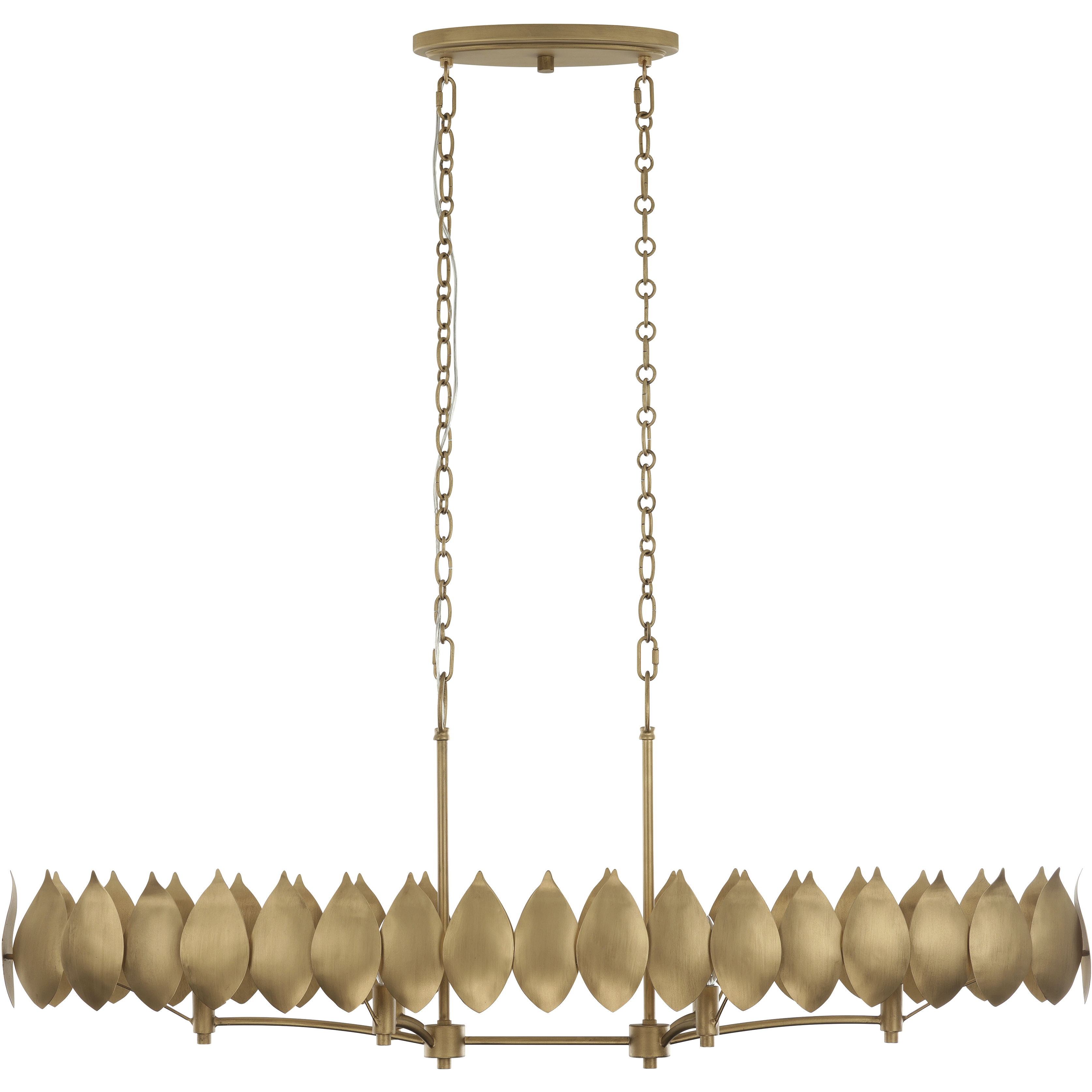Petal Reign 6 Light 48 inch Brass Kisser Linear Pendant Ceiling Light