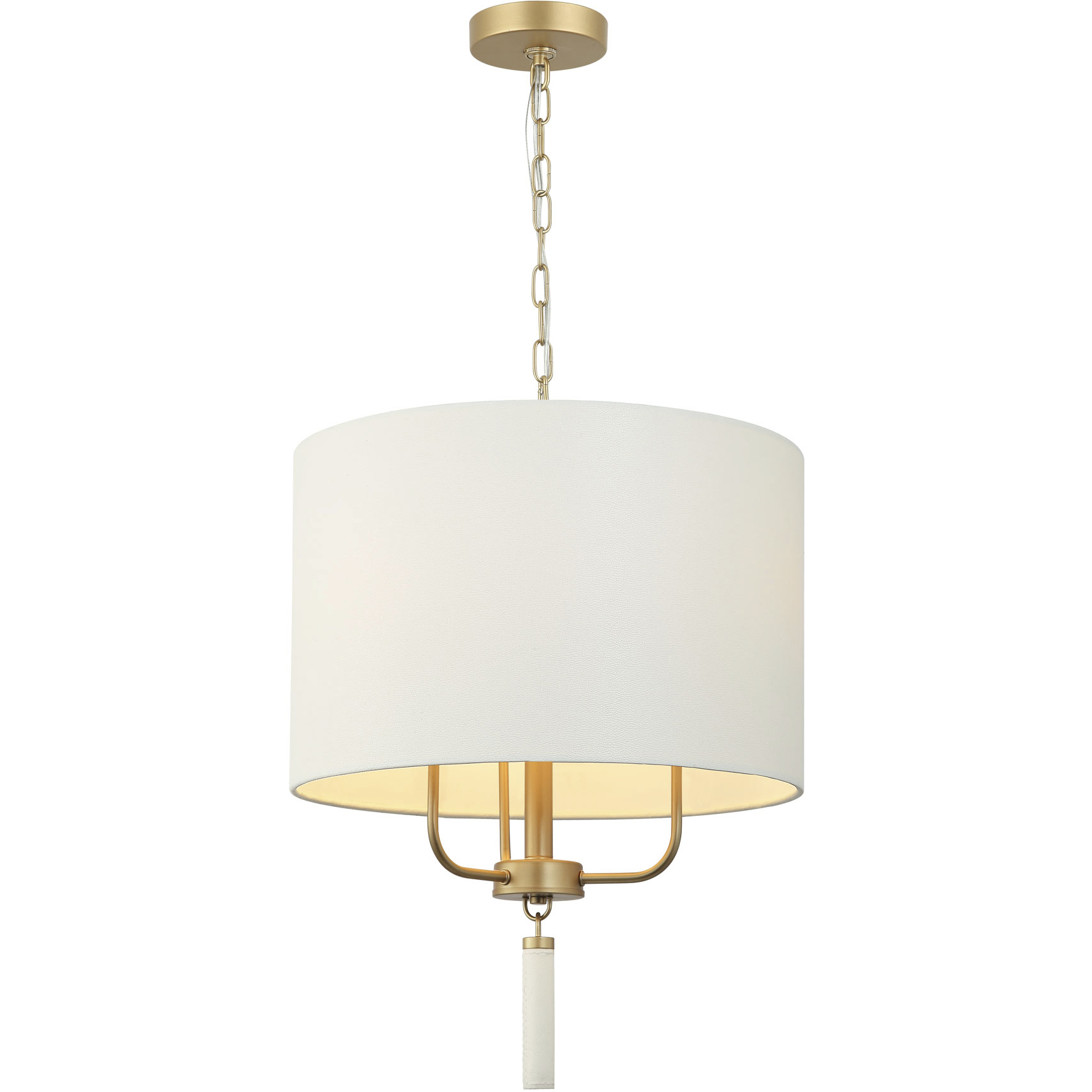 Secret Agent 3 Light 18 inch Gold and White Leather Pendant Ceiling Light