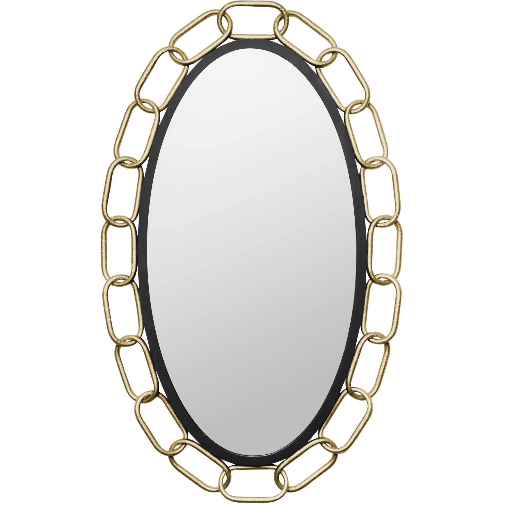 Chains of Love 40 X 24 inch Matte Black and Textured Gold Wall Mirror in Matte Black/Textured Gold