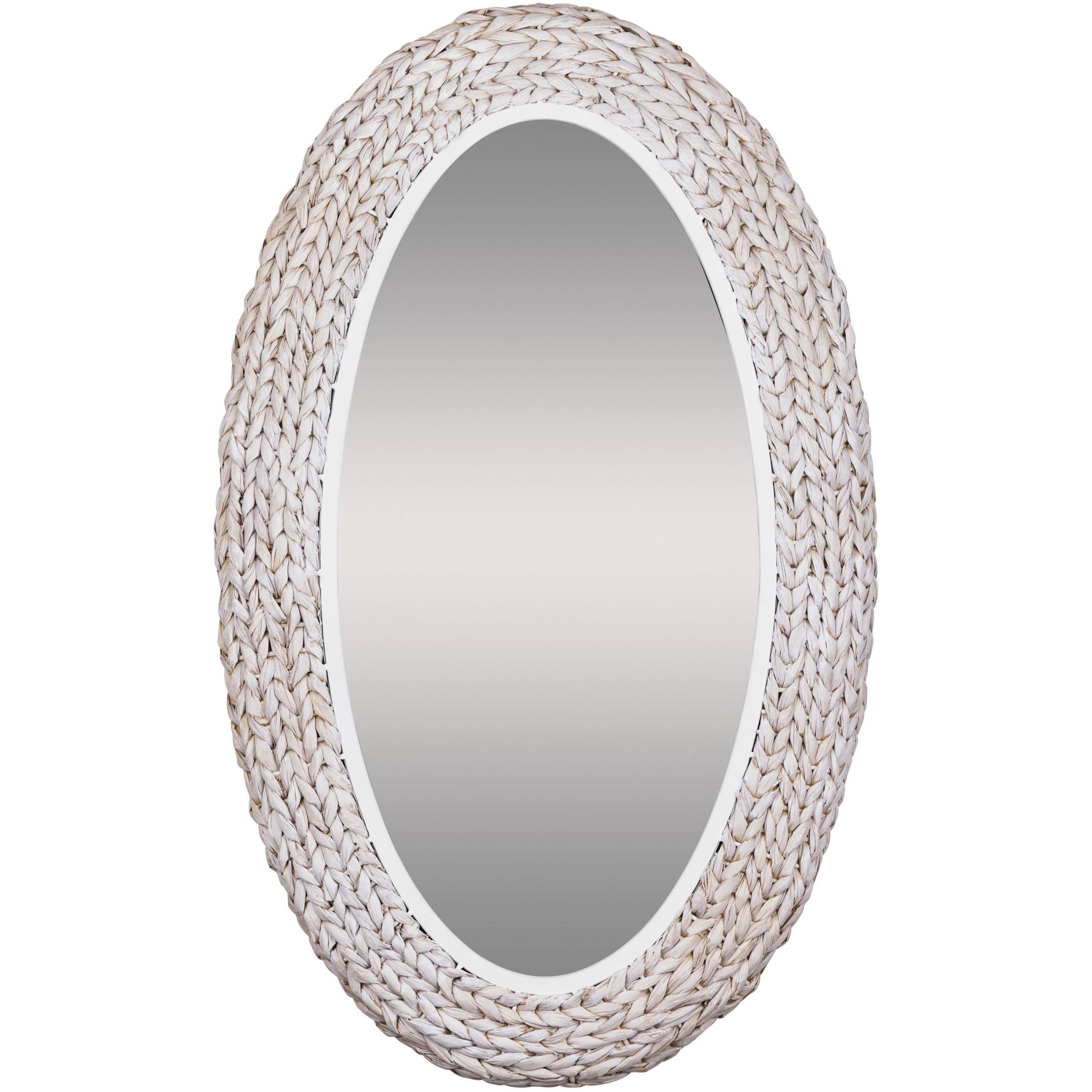 Athena 40.25 X 24.25 inch Matte White and Whitewash Seagrass Wall Mirror