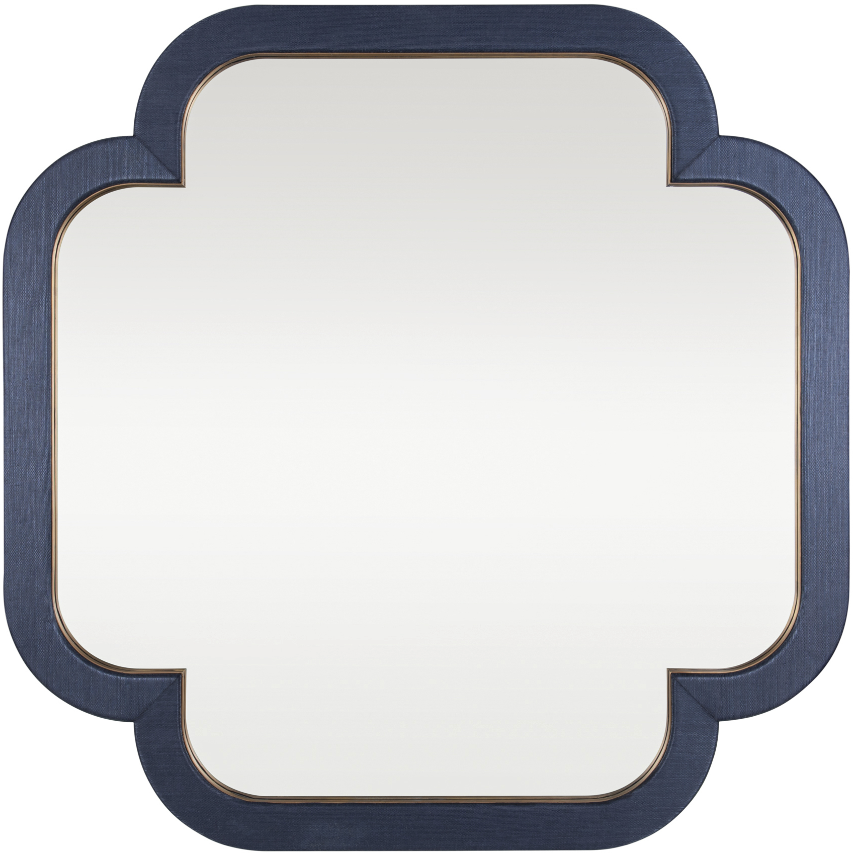 Swiss 50 X 50 inch Dark Blue Grasscloth with Weathered Brass Wall Mirror, Varaluz Casa