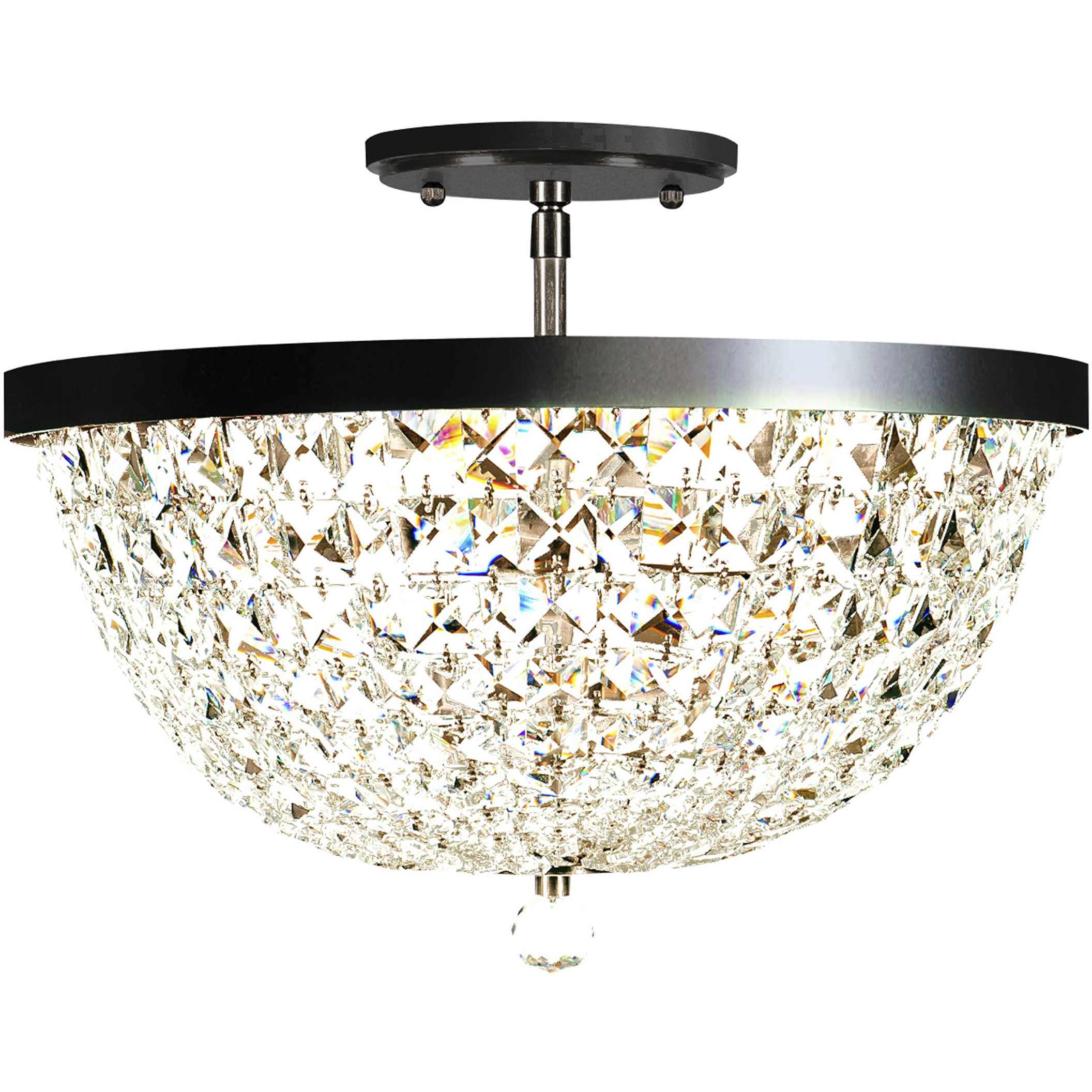 Crystal Baller 3 Light 16 inch Heritage Black Semi Flush Mount Ceiling Light